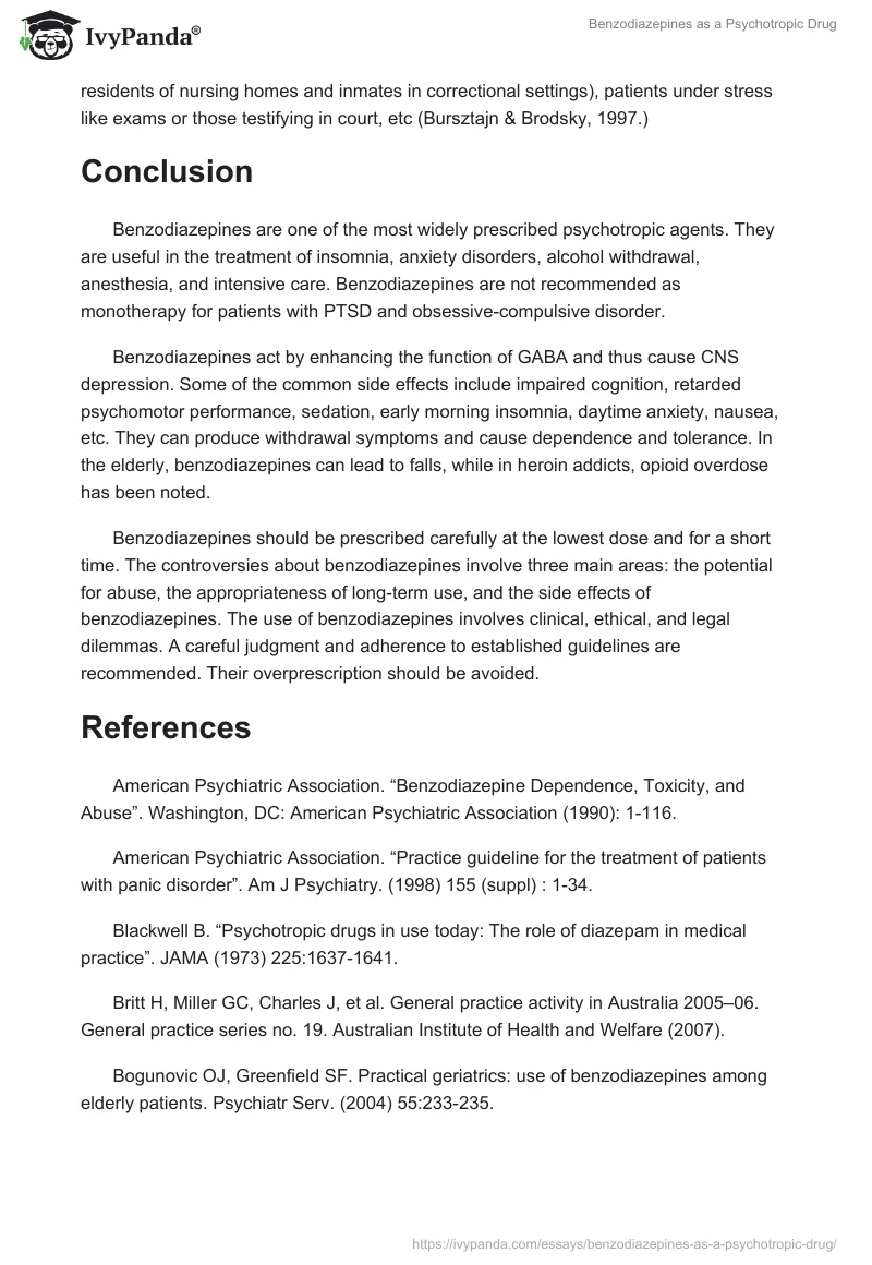 Benzodiazepines as a Psychotropic Drug. Page 5