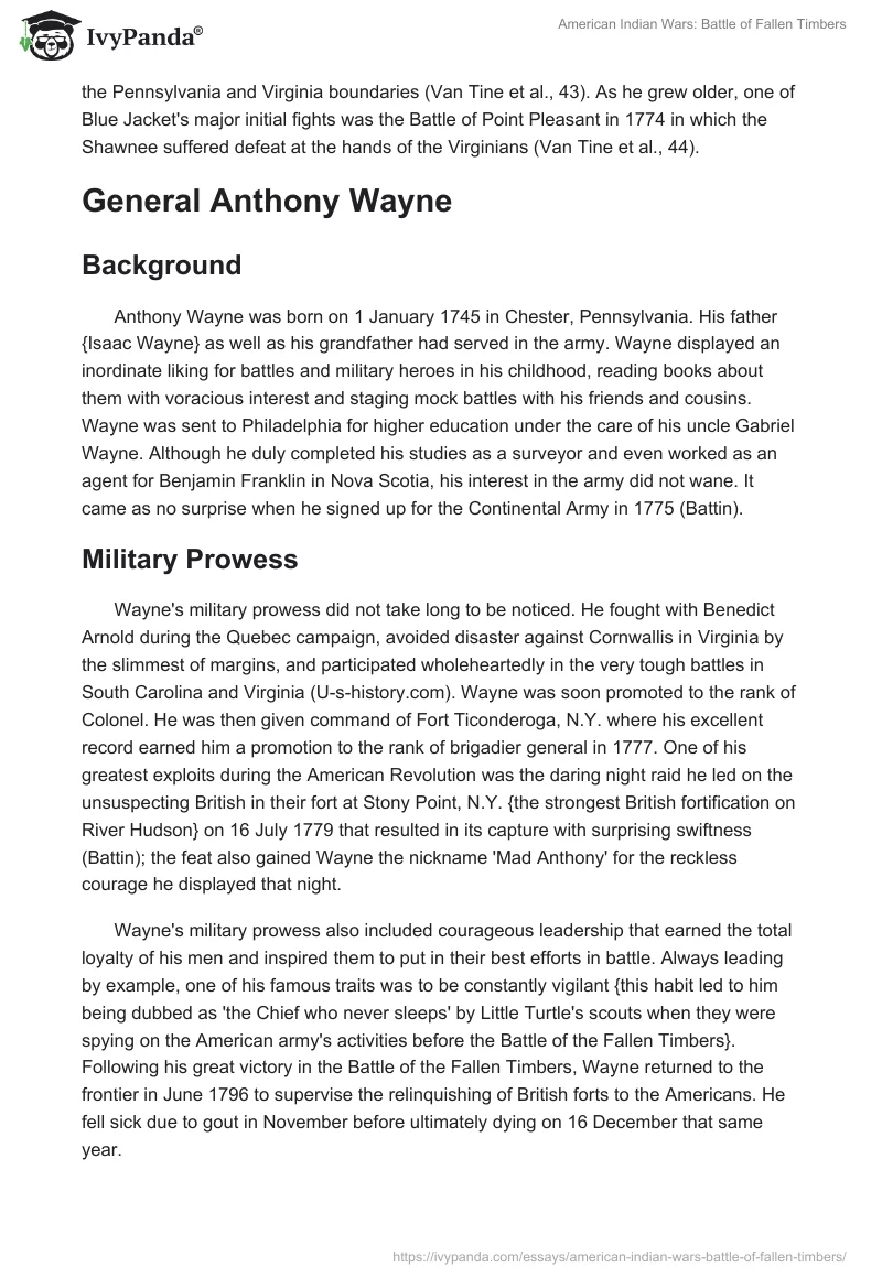 American Indian Wars: Battle of Fallen Timbers. Page 3