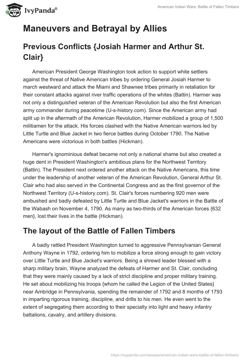 American Indian Wars: Battle of Fallen Timbers. Page 4