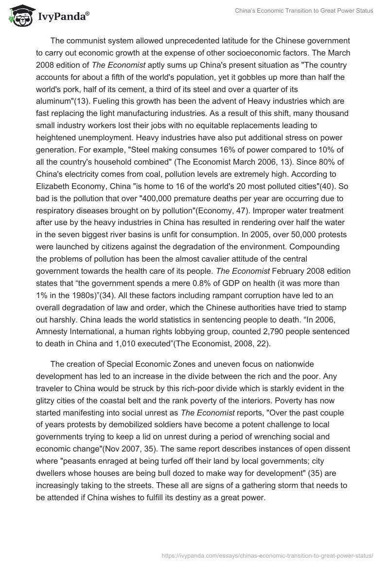 China’s Economic Transition to Great Power Status. Page 2