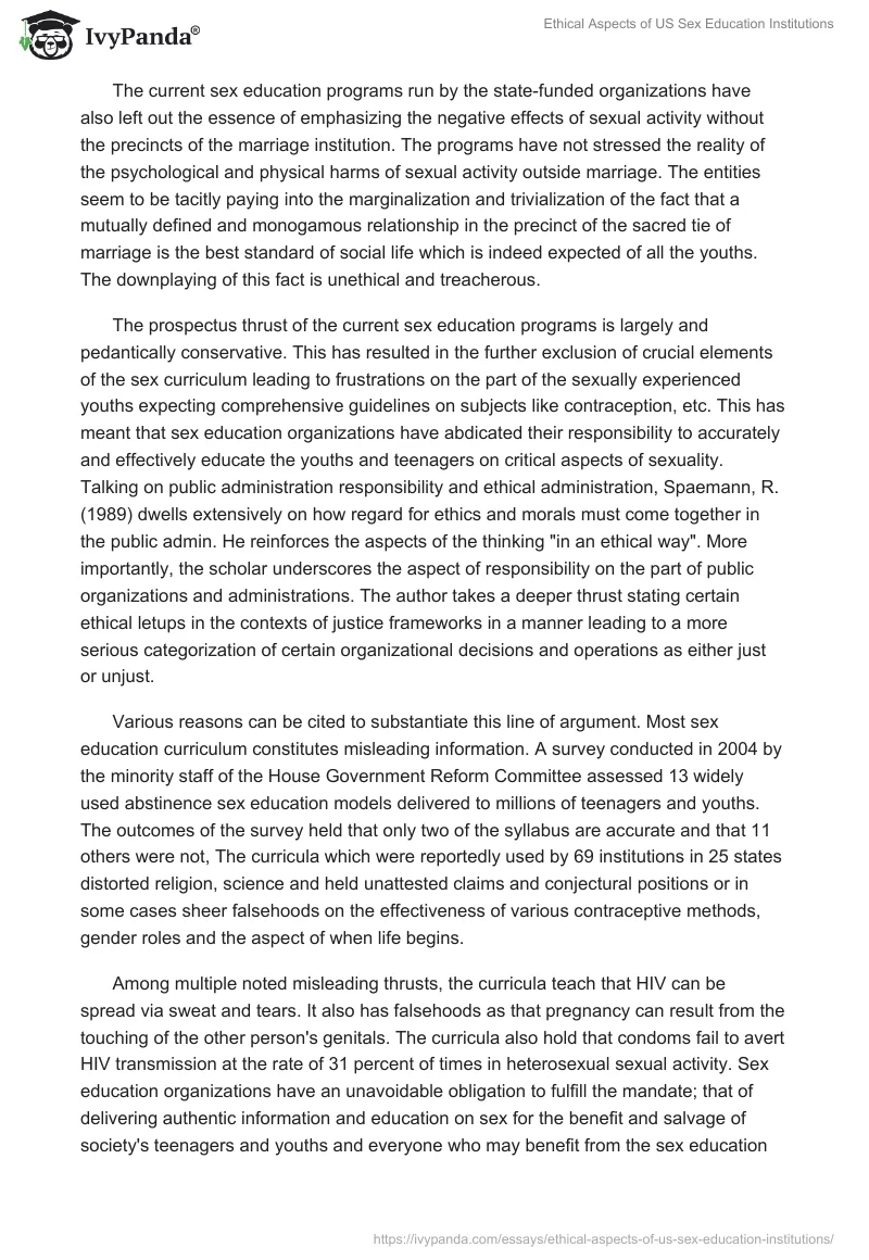 Ethical Aspects of US Sex Education Institutions. Page 3