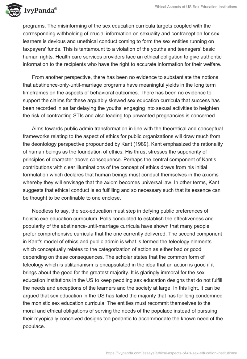 Ethical Aspects of US Sex Education Institutions. Page 4