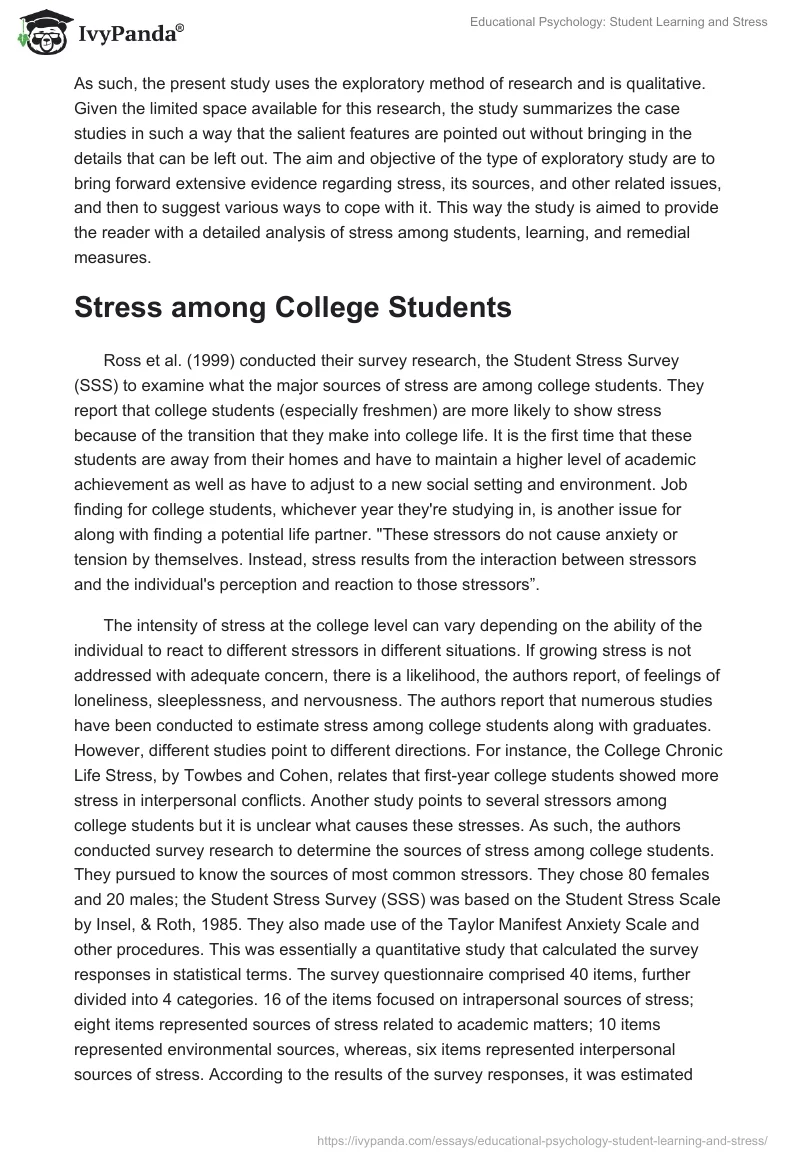 Educational Psychology: Student Learning and Stress. Page 5