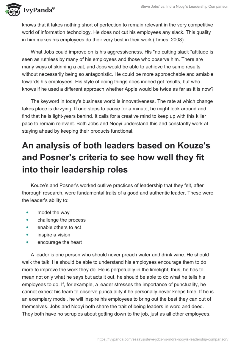 Steve Jobs' vs. Indra Nooyi's Leadership Comparison. Page 4