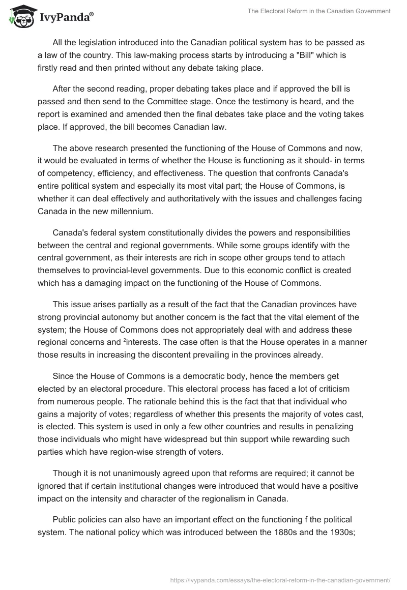 The Electoral Reform in the Canadian Government. Page 2