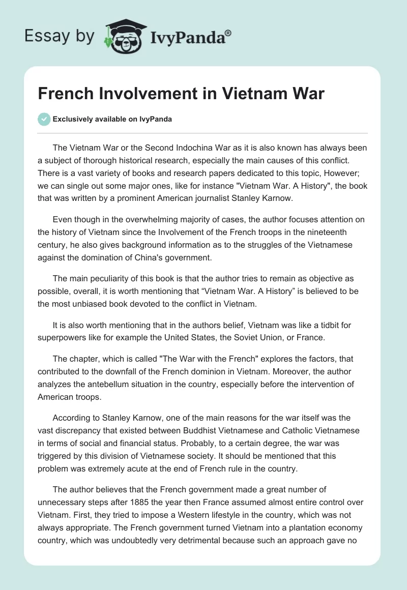 French Involvement in Vietnam War. Page 1