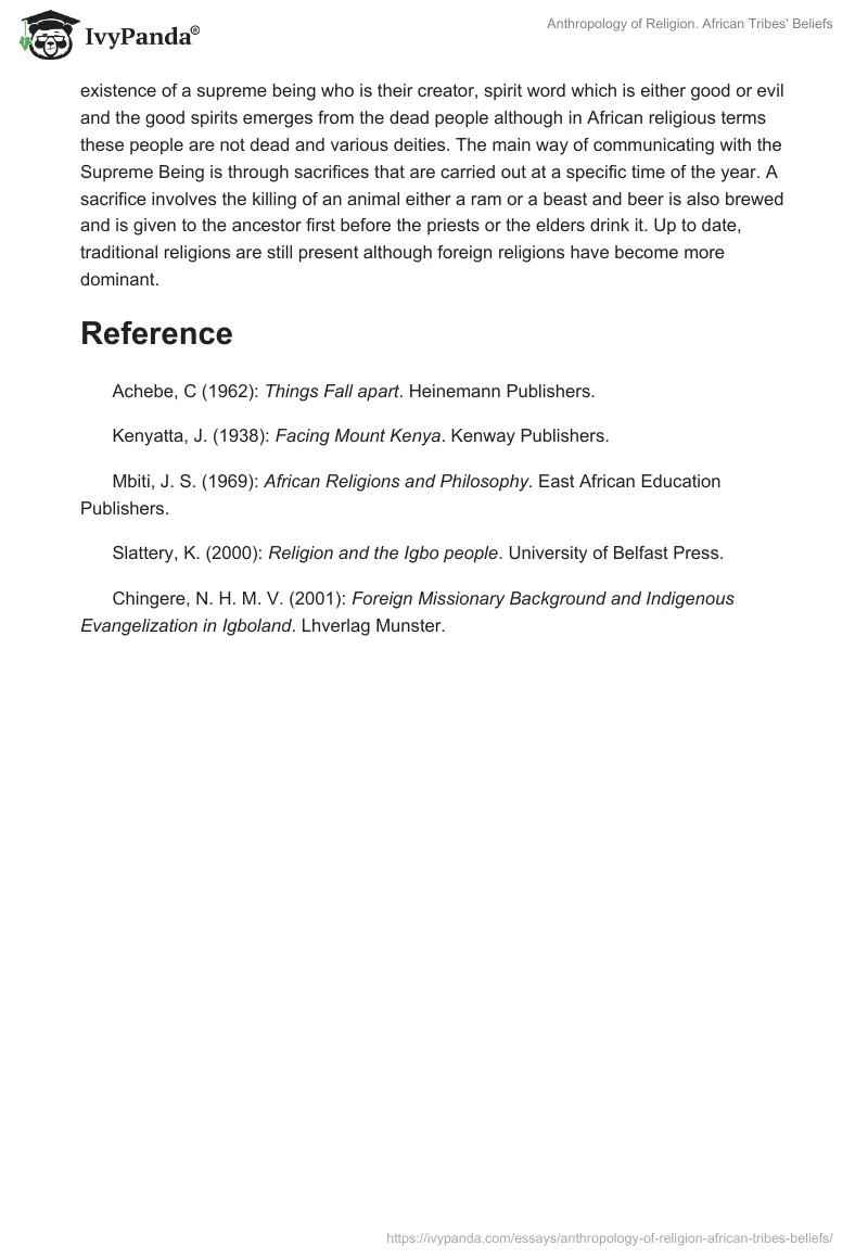 Anthropology of Religion. African Tribes' Beliefs. Page 5
