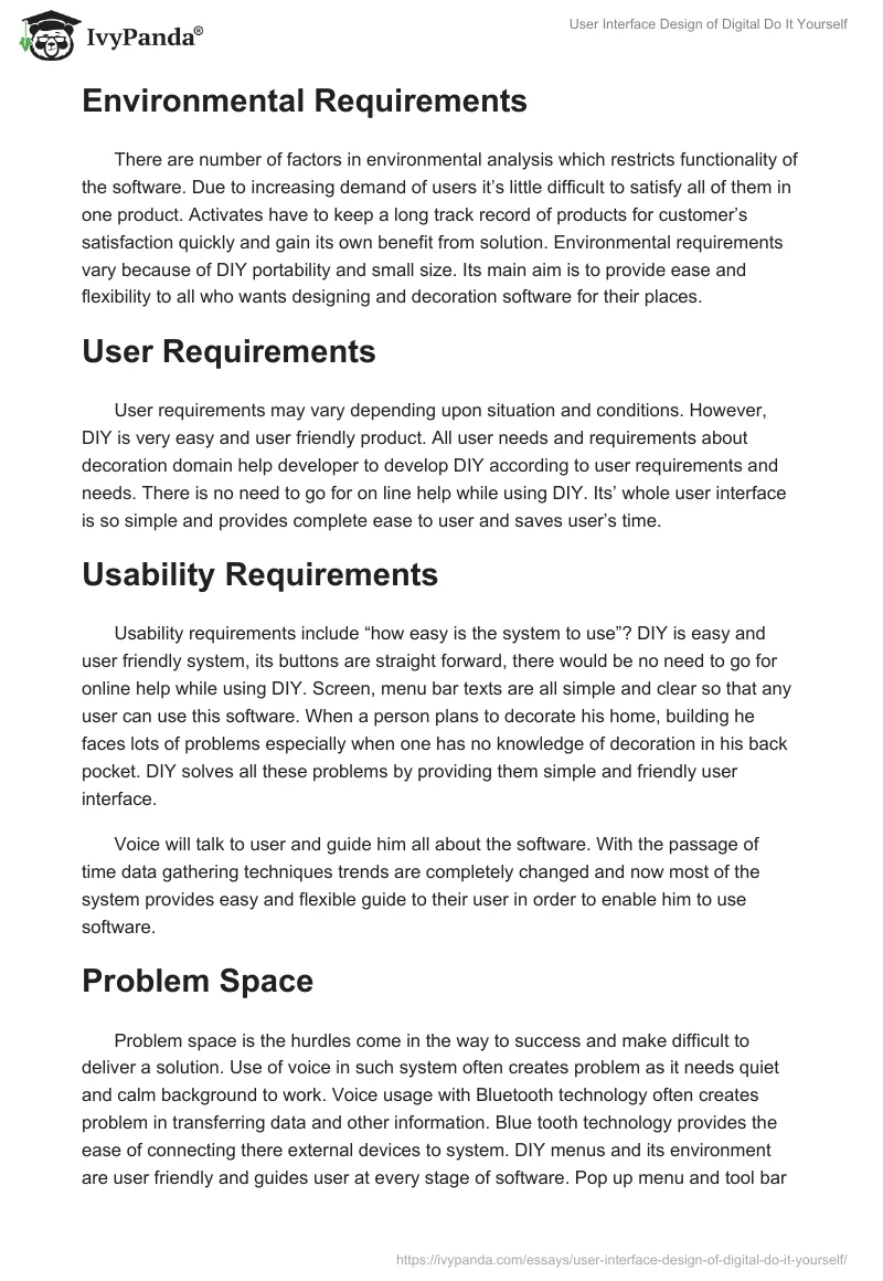 User Interface Design of Digital Do It Yourself. Page 2
