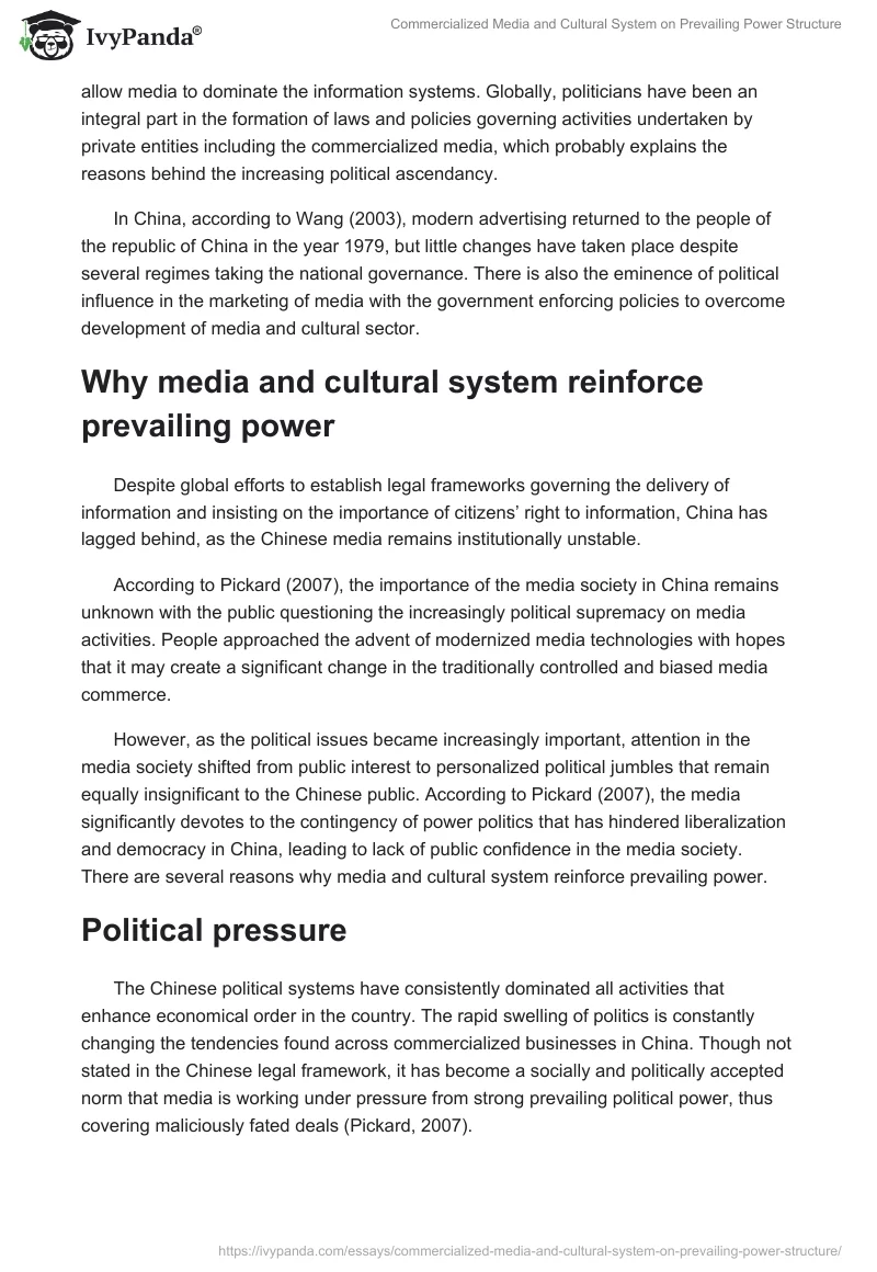 Commercialized Media and Cultural System on Prevailing Power Structure. Page 2