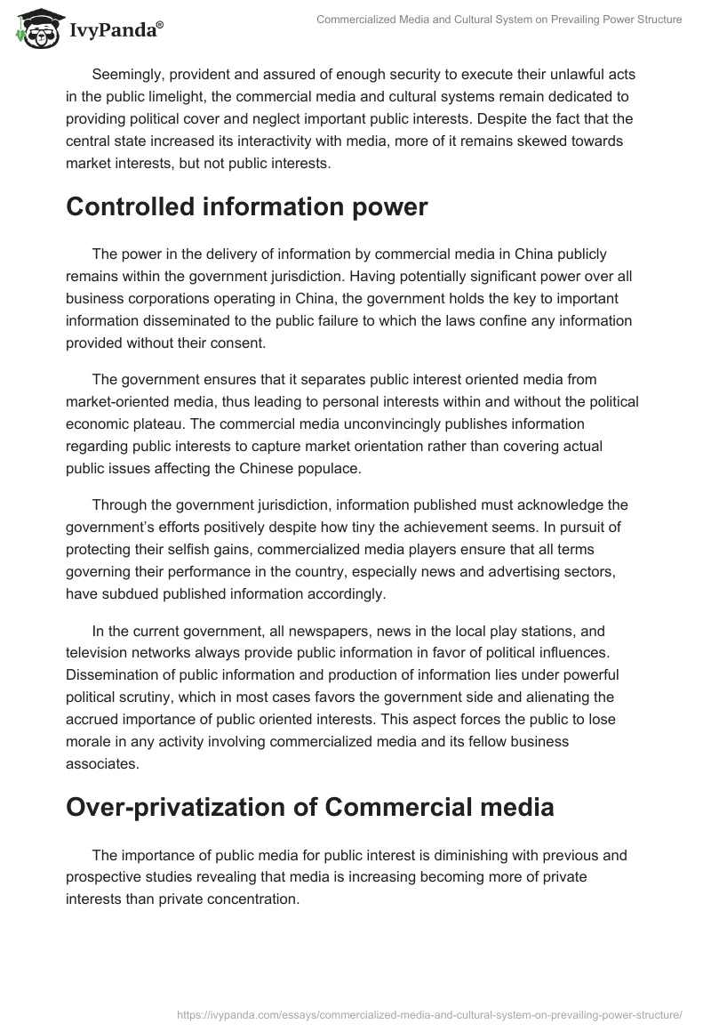 Commercialized Media and Cultural System on Prevailing Power Structure. Page 5