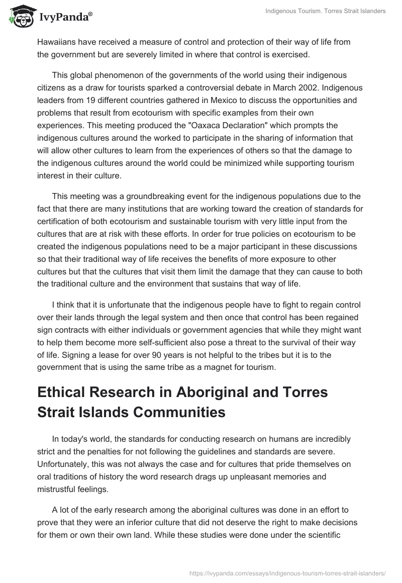 Indigenous Tourism. Torres Strait Islanders. Page 4