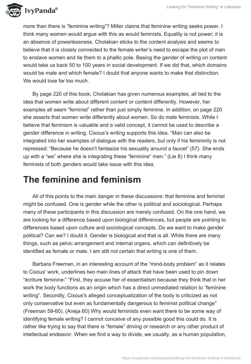 Looking for “Feminine Writing” in Literature. Page 3