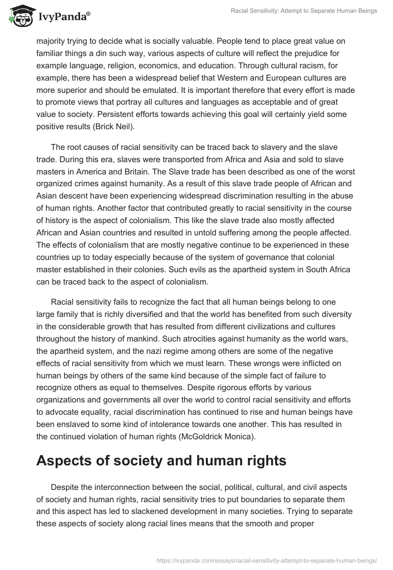 Racial Sensitivity: Attempt to Separate Human Beings. Page 2