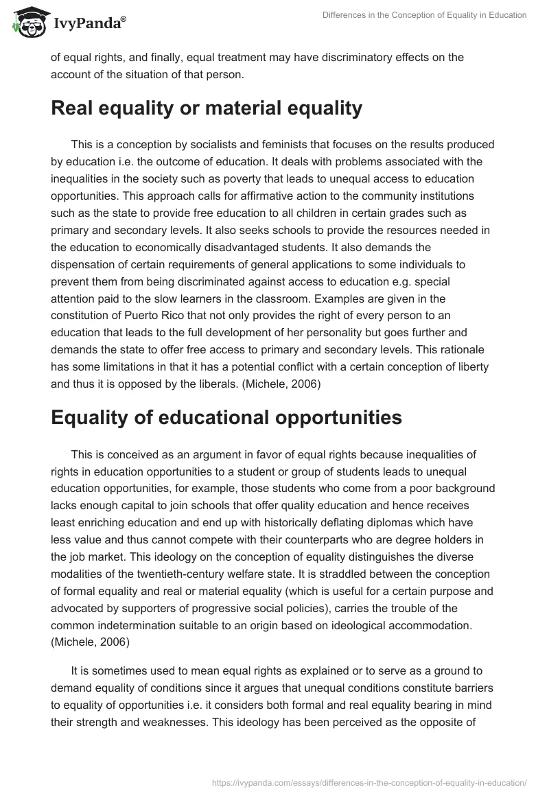 Differences in the Conception of Equality in Education. Page 2