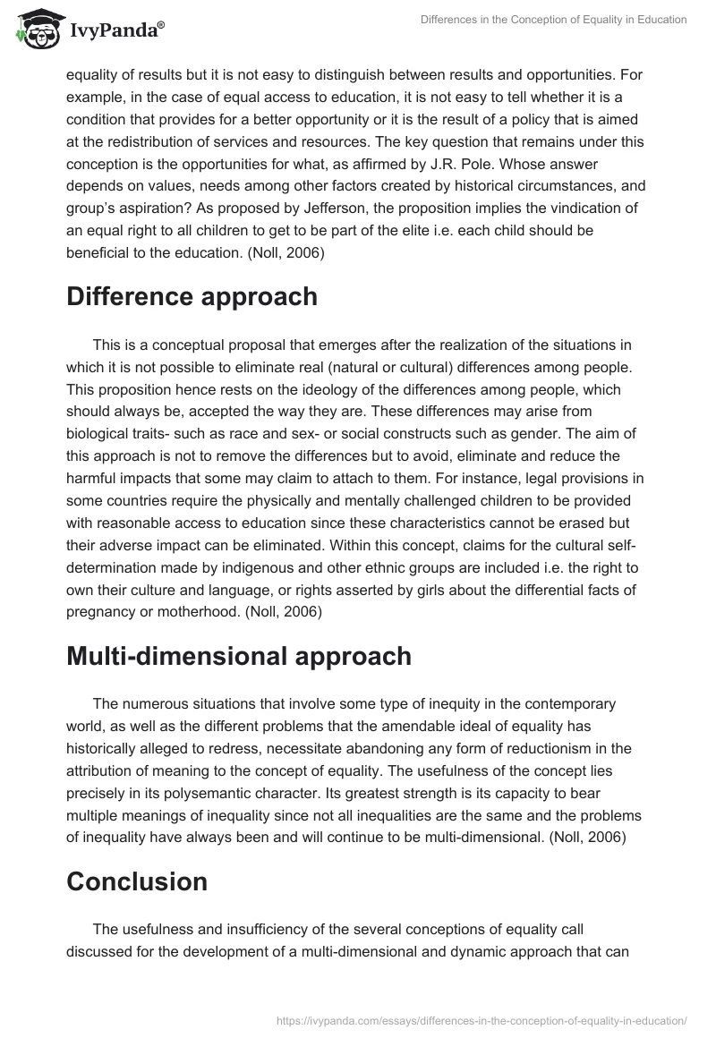 Differences in the Conception of Equality in Education. Page 3