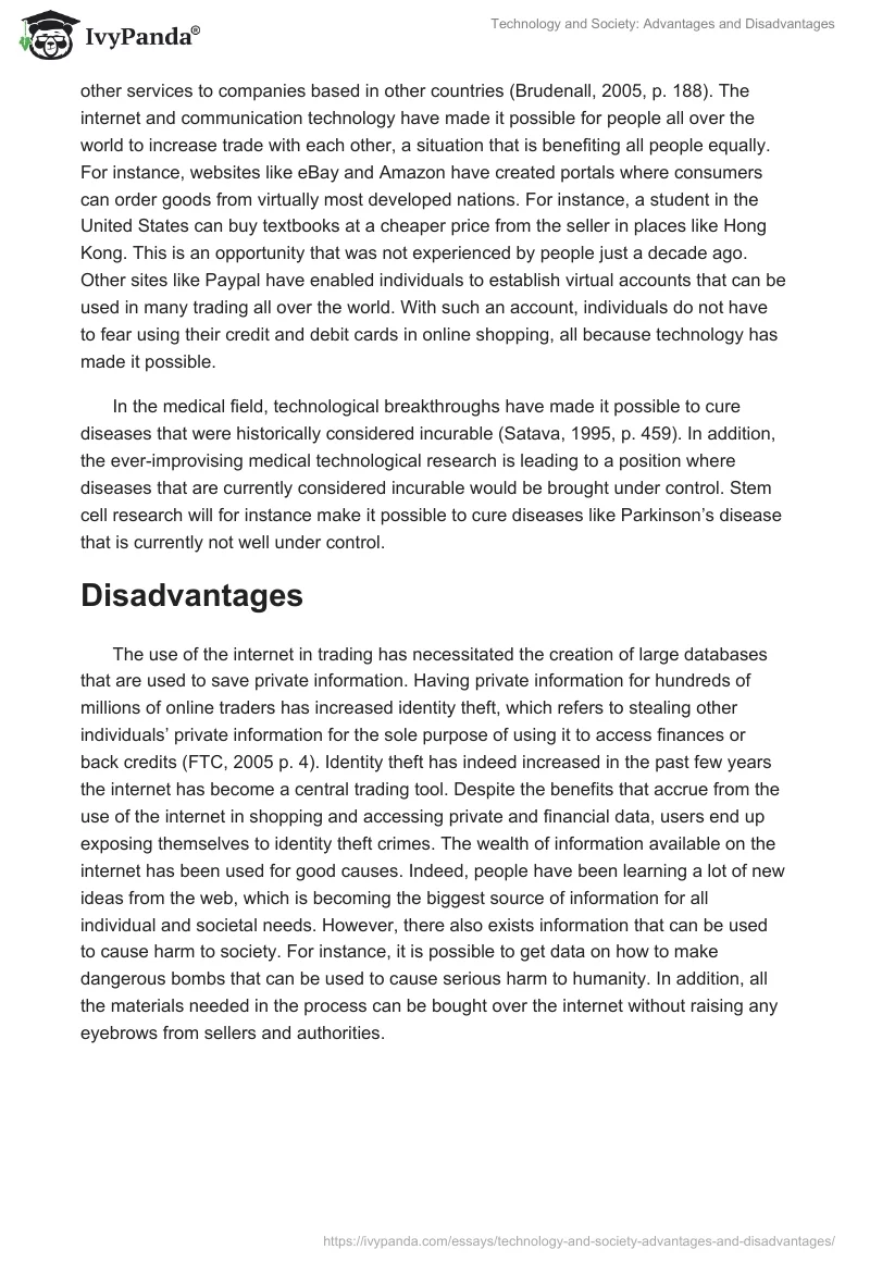 Technology and Society: Advantages and Disadvantages. Page 2
