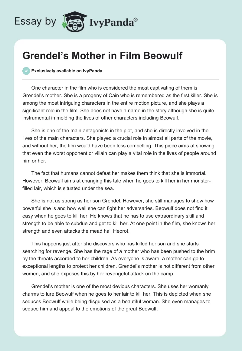 Grendel’s Mother in Film "Beowulf". Page 1
