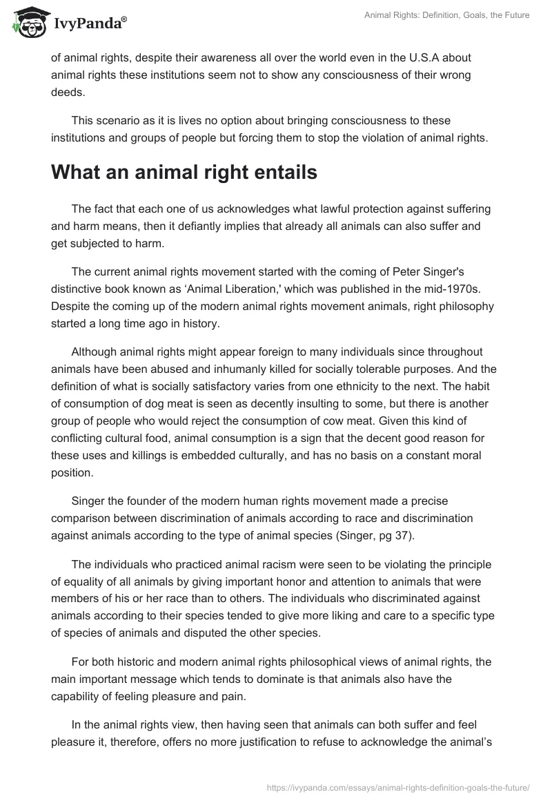 Animal Rights: Definition, Goals, the Future. Page 2