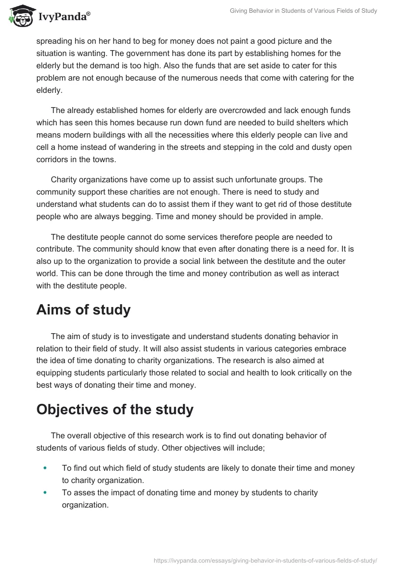 Giving Behavior in Students of Various Fields of Study. Page 2