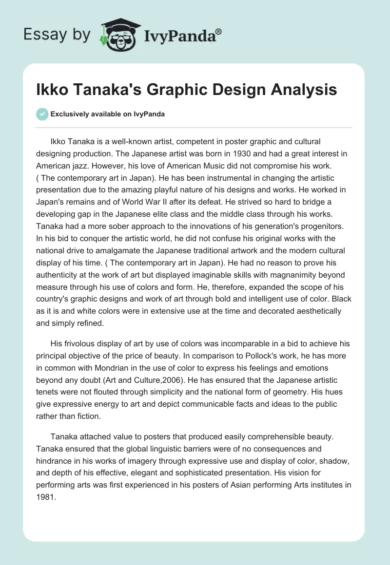 Ikko Tanaka's Graphic Design Analysis. Page 1