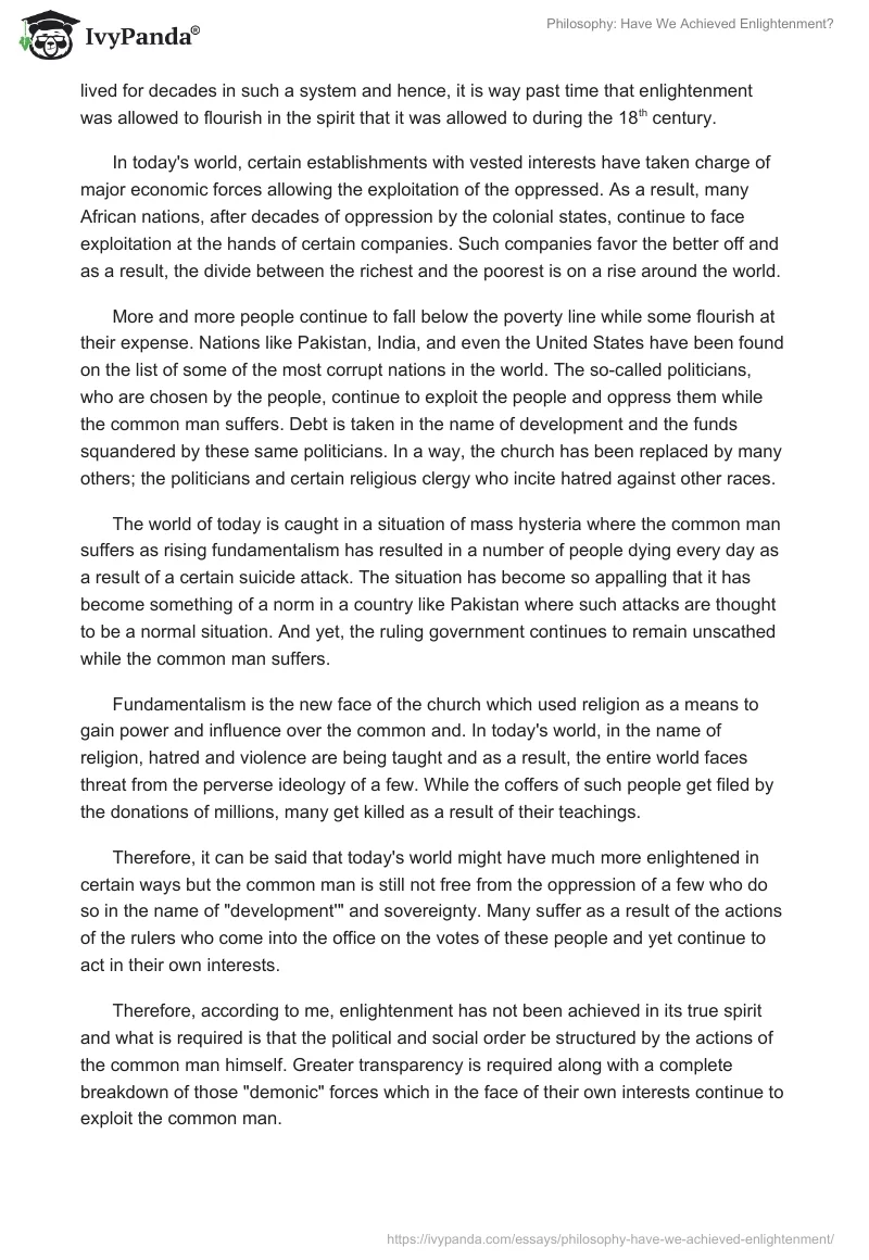 Philosophy: Have We Achieved Enlightenment?. Page 2