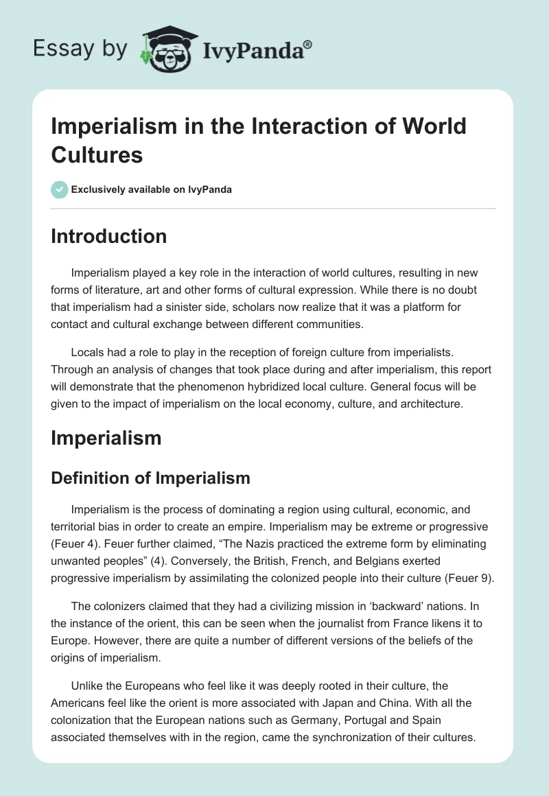 Imperialism in the Interaction of World Cultures. Page 1