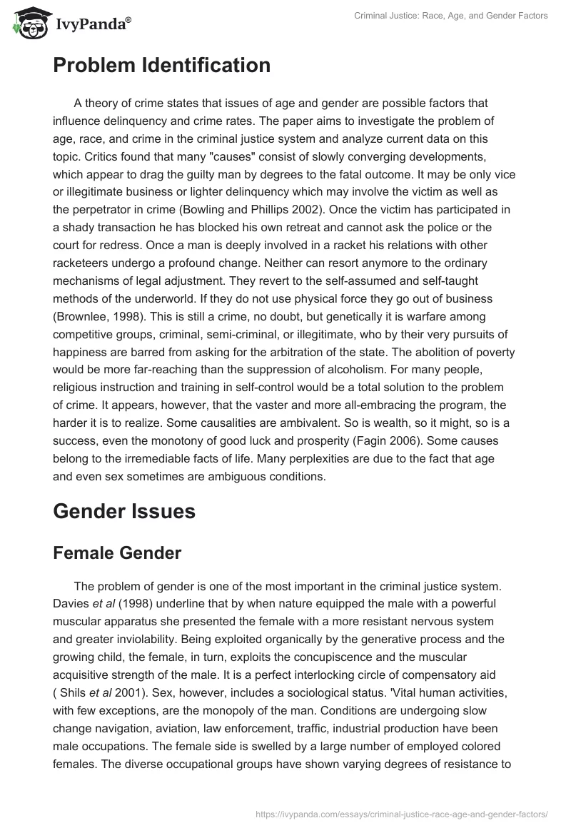 Criminal Justice: Race, Age, and Gender Factors. Page 2