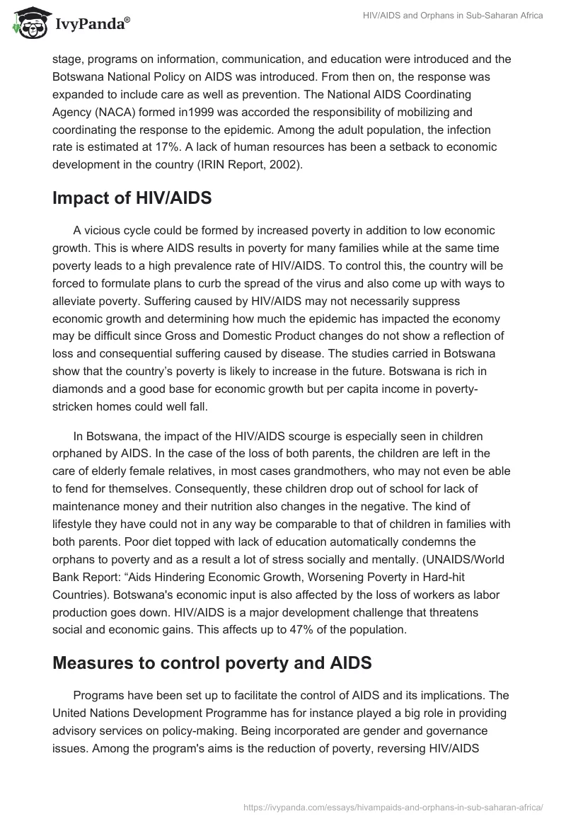 HIV/AIDS and Orphans in Sub-Saharan Africa. Page 4