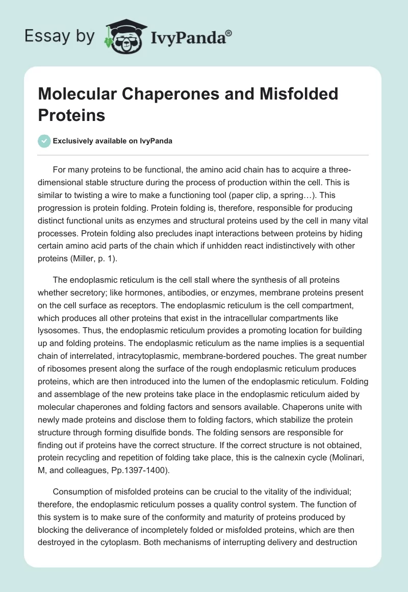 Molecular Chaperones and Misfolded Proteins. Page 1