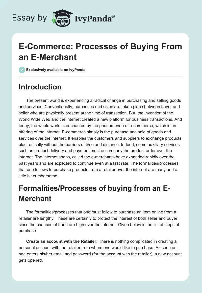 Guide to Online Shopping: Steps to Purchase from an E-Merchant. Page 1