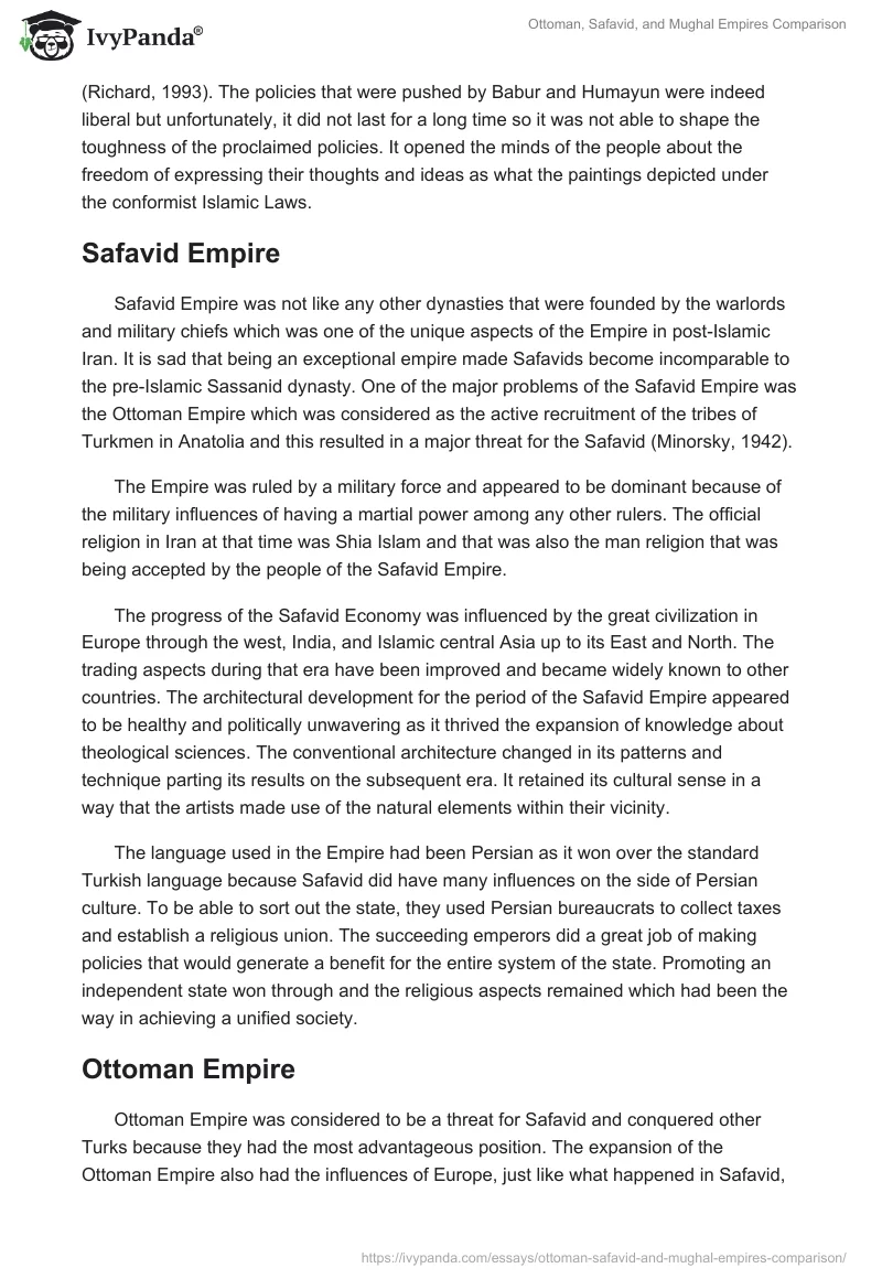 Ottoman, Safavid, and Mughal Empires Comparison. Page 3