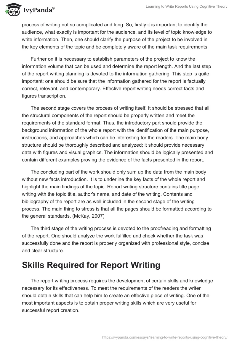 Learning to Write Reports Using Cognitive Theory. Page 4