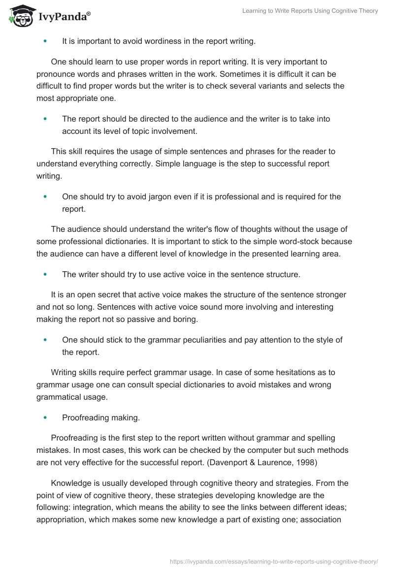 Learning to Write Reports Using Cognitive Theory. Page 5