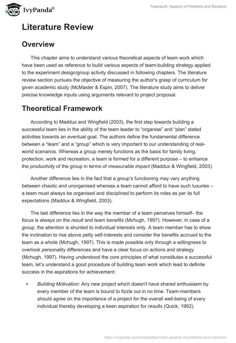 Teamwork: Aspects of Problems and Solutions. Page 3