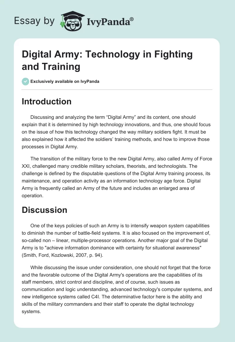 Digital Army: Technology in Fighting and Training. Page 1