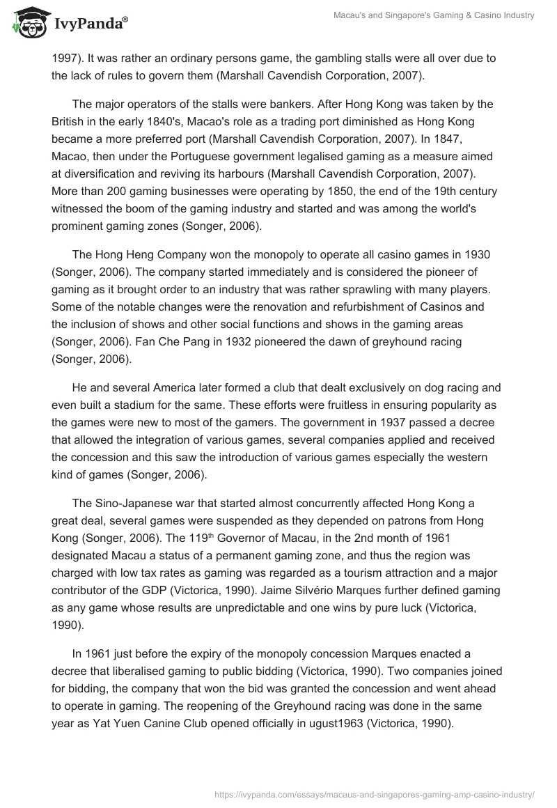 Macau's and Singapore's Gaming & Casino Industry. Page 2