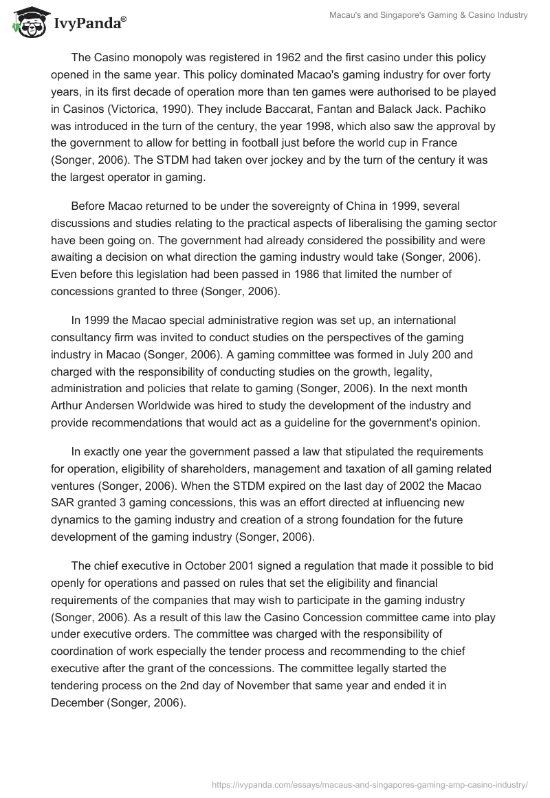 Macau's and Singapore's Gaming & Casino Industry. Page 3