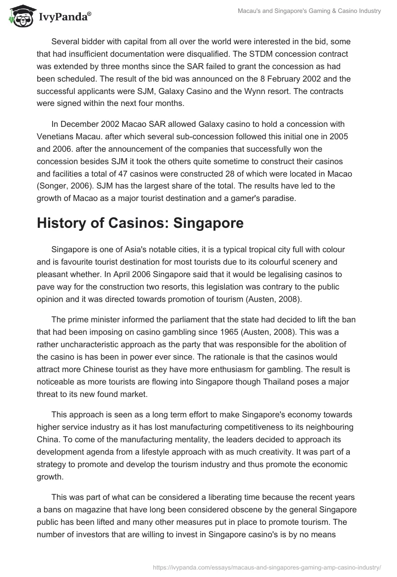 Macau's and Singapore's Gaming & Casino Industry. Page 4