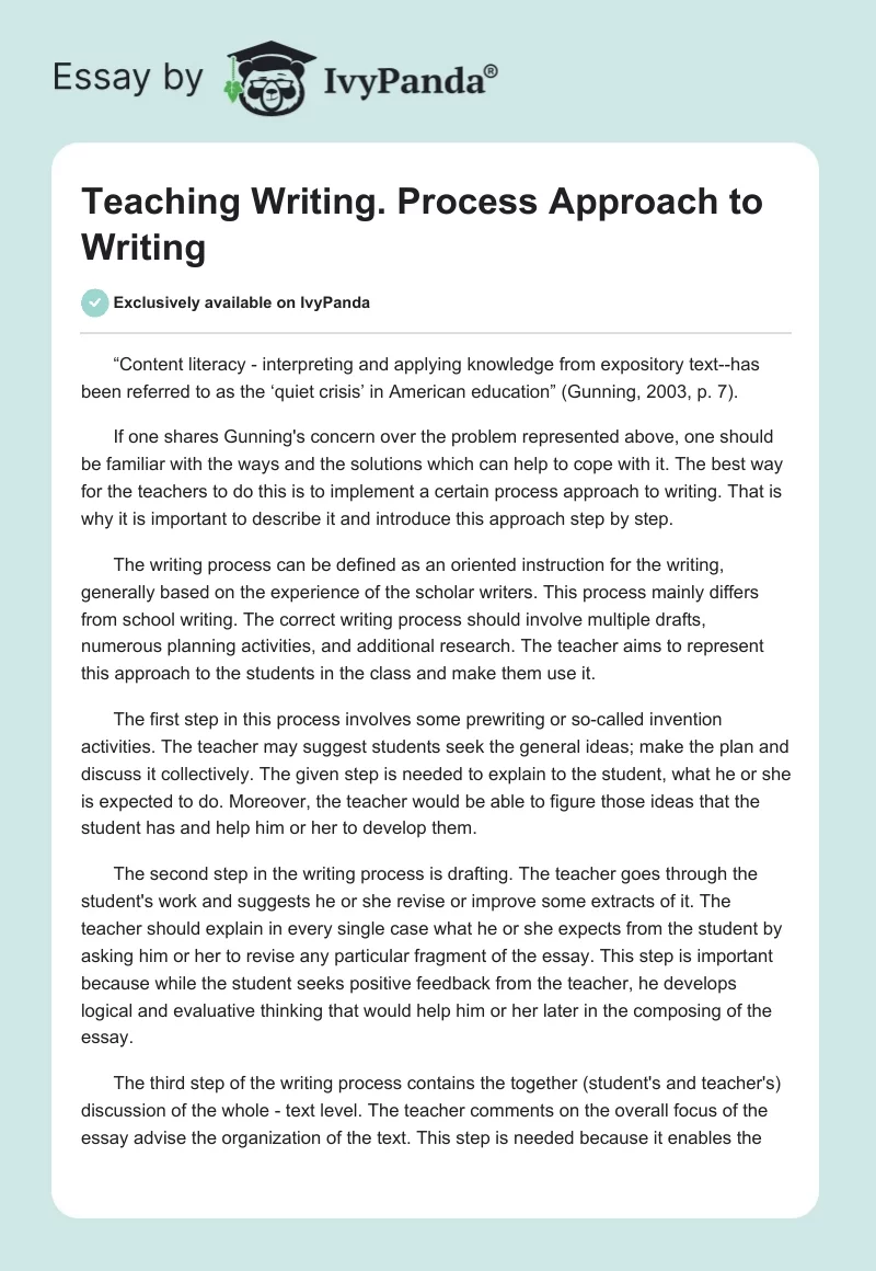 Teaching Writing. Process Approach to Writing. Page 1