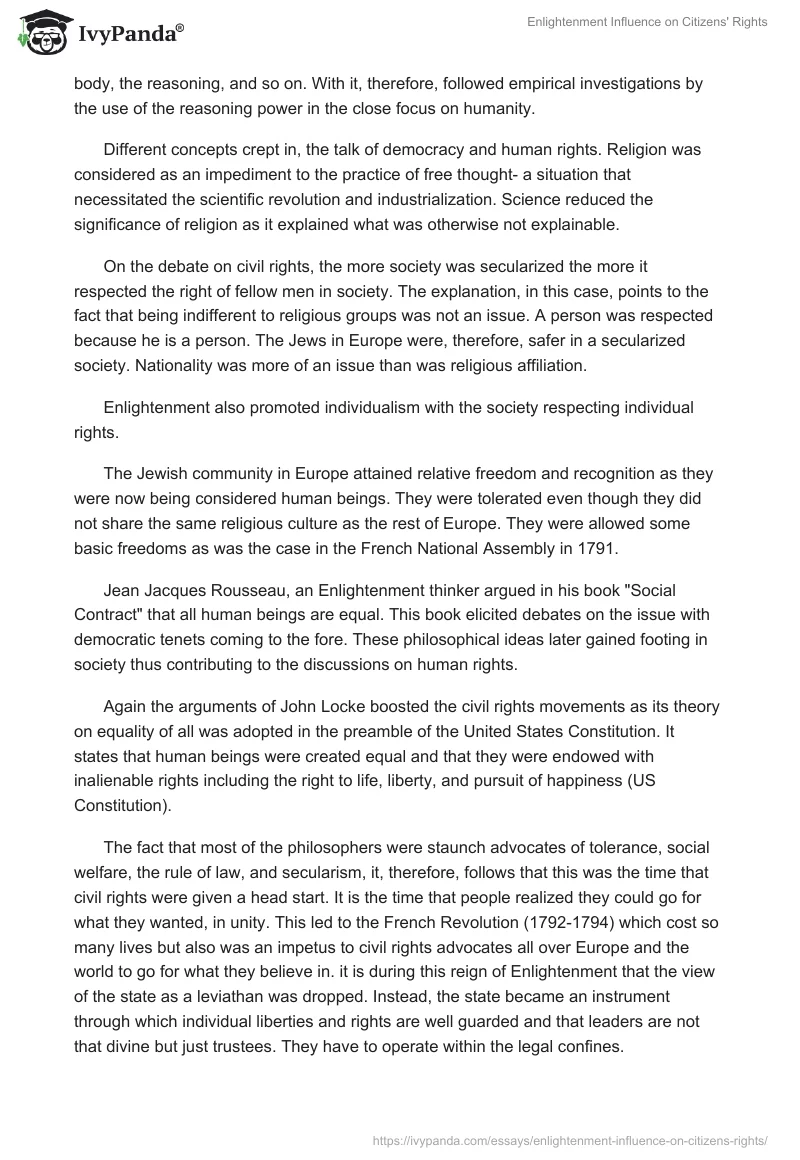 Enlightenment Influence on Citizens' Rights. Page 2