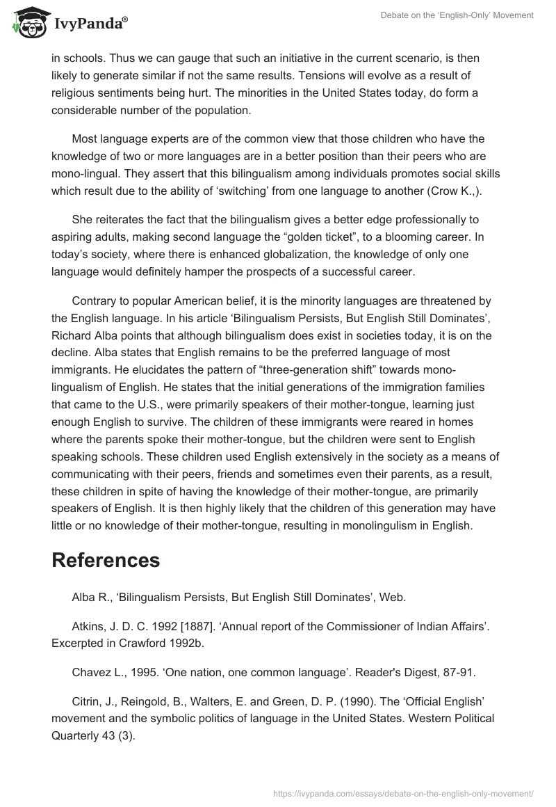 Debate on the ‘English-Only’ Movement. Page 3