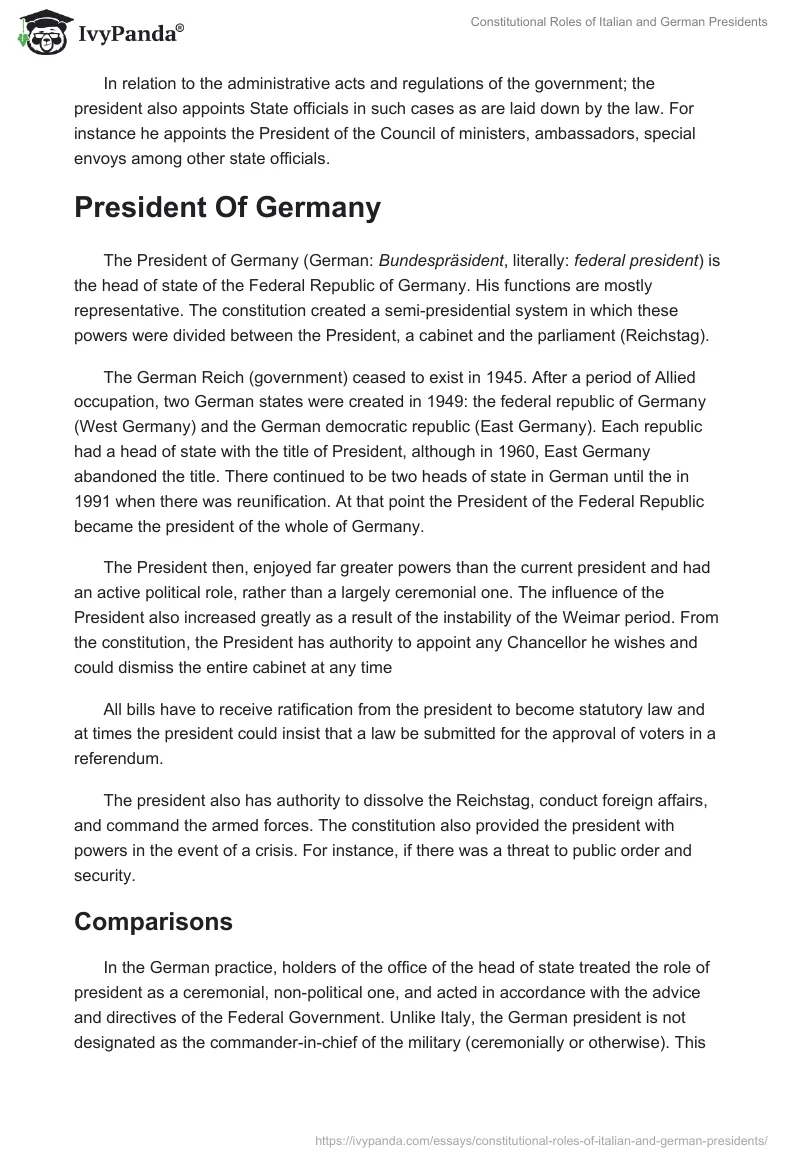 Constitutional Roles of Italian and German Presidents. Page 2