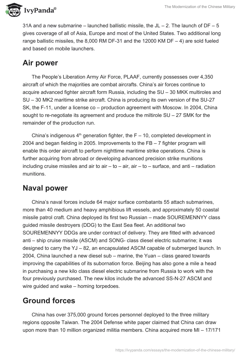The Modernization of the Chinese Military. Page 2