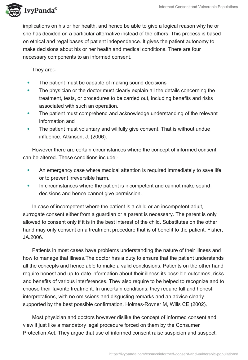 Informed Consent and Vulnerable Populations. Page 2