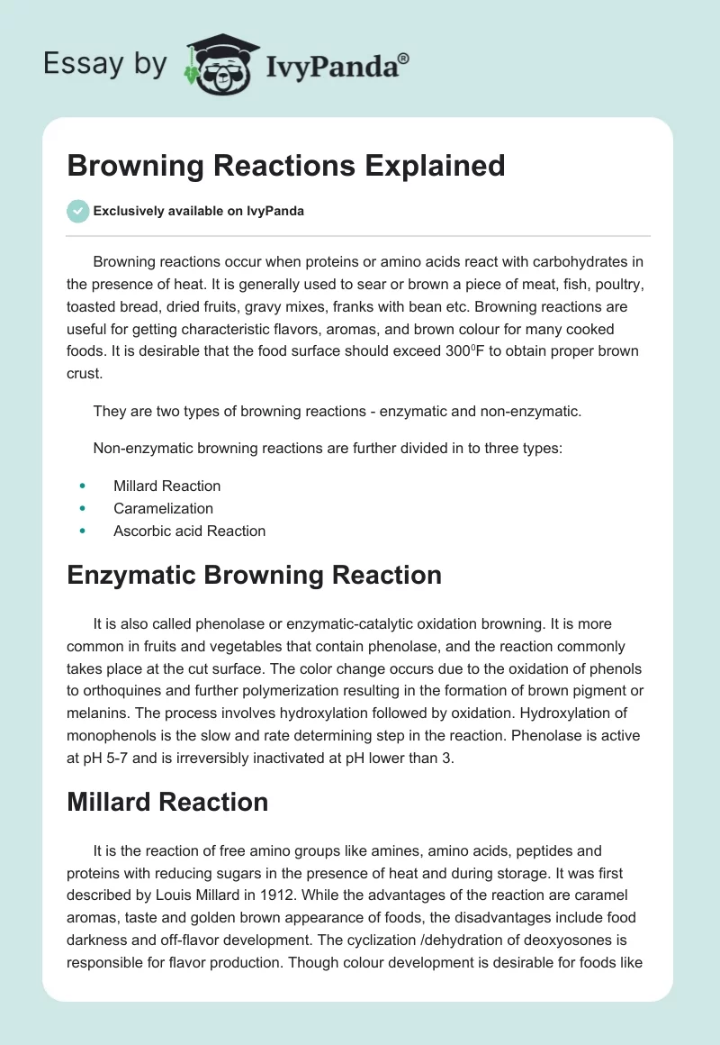 Browning Reactions Explained. Page 1