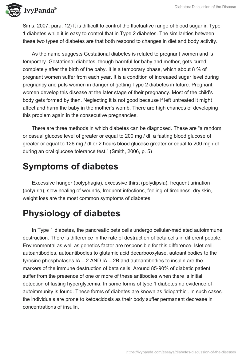 Diabetes: Discussion of the Disease. Page 2