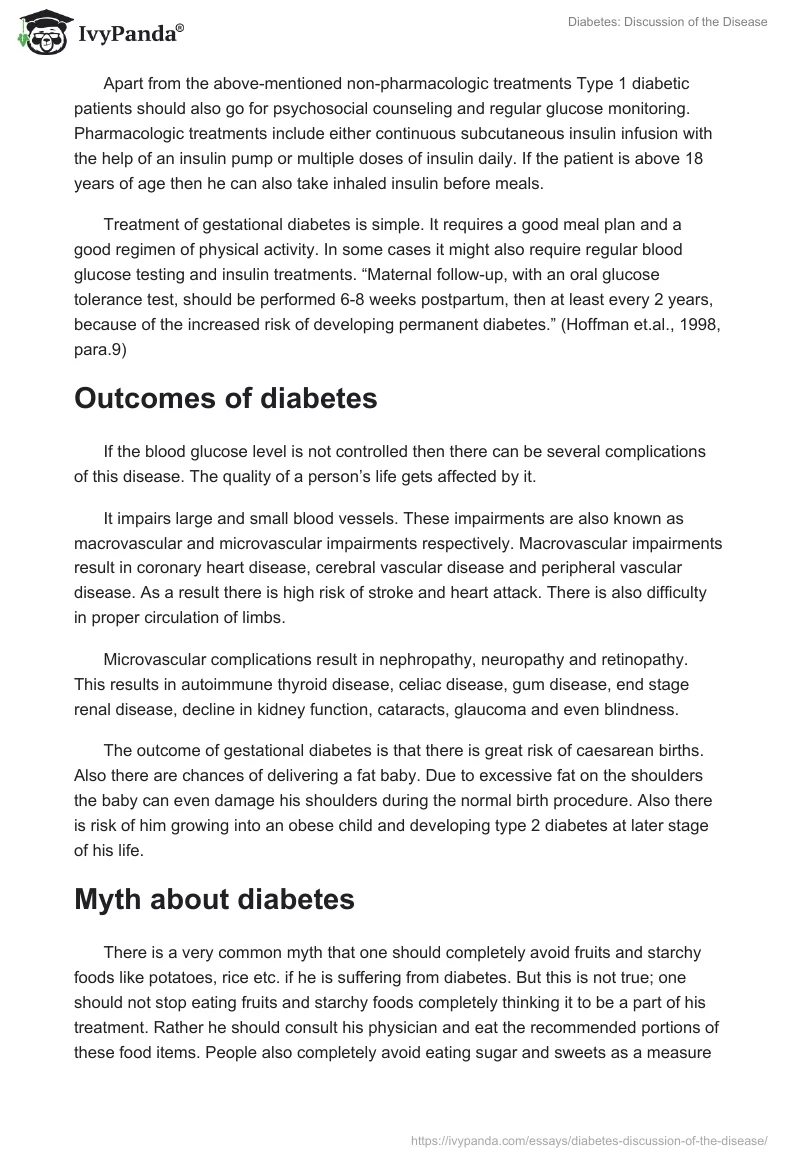 Diabetes: Discussion of the Disease. Page 4
