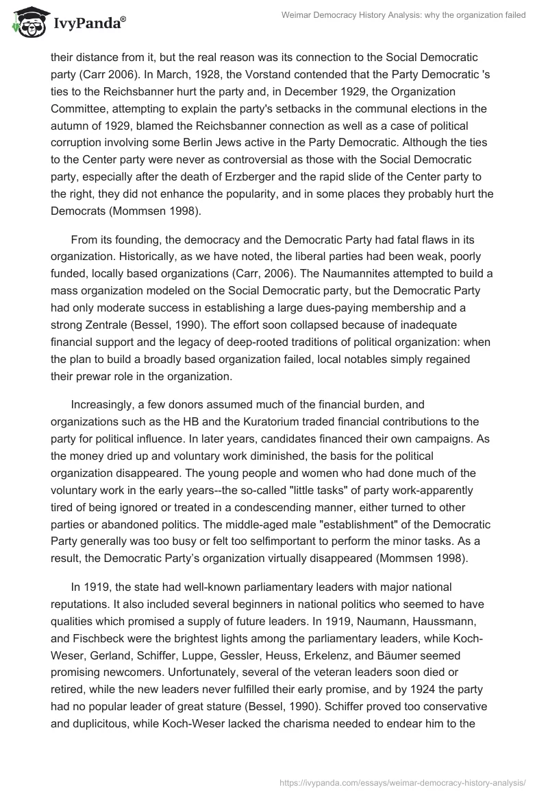Weimar Democracy History Analysis: Why the Organization Failed. Page 4