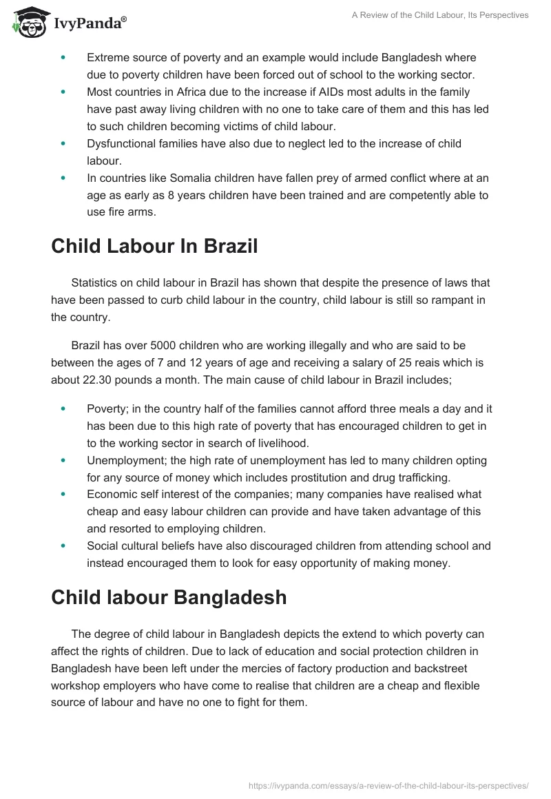 A Review of the Child Labour, Its Perspectives. Page 3