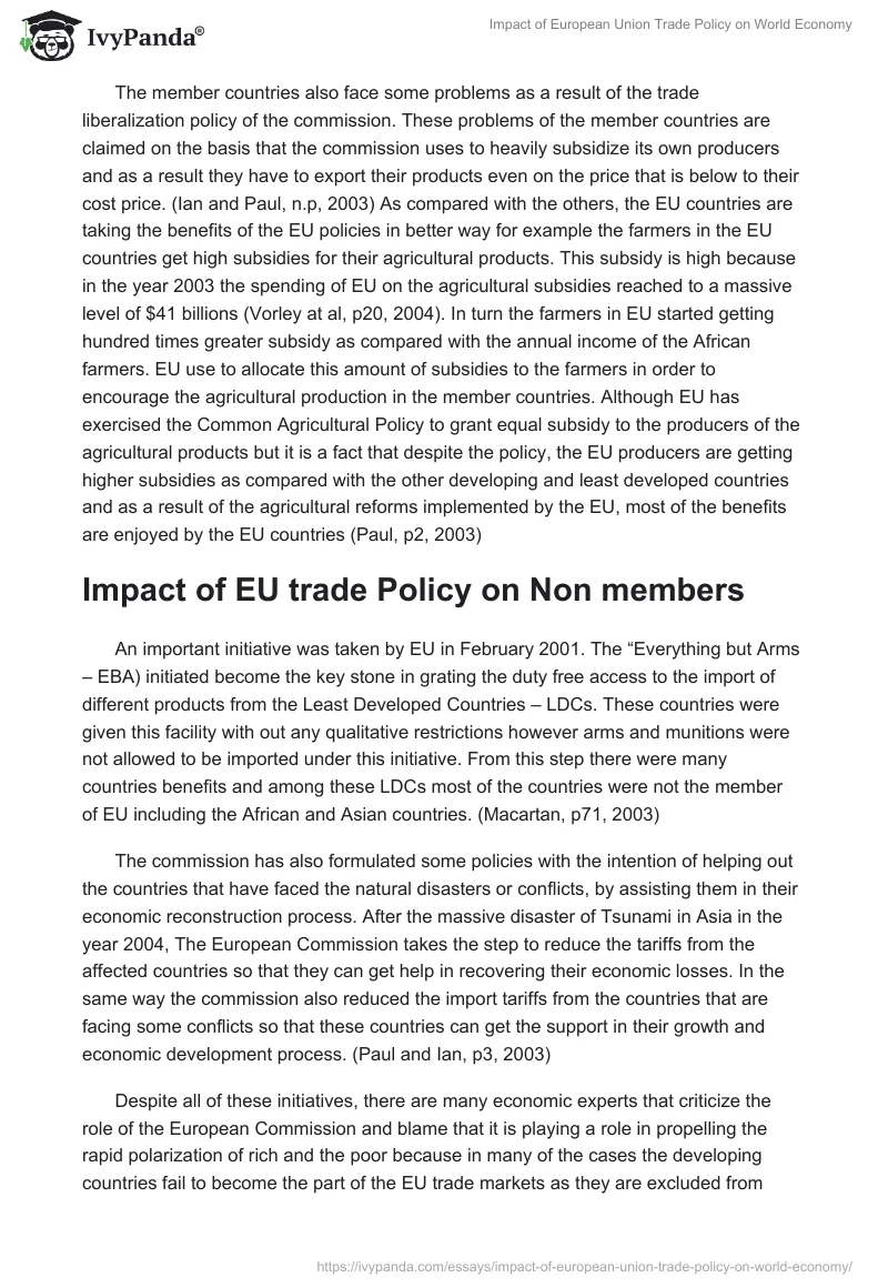 Impact of European Union Trade Policy on World Economy. Page 4